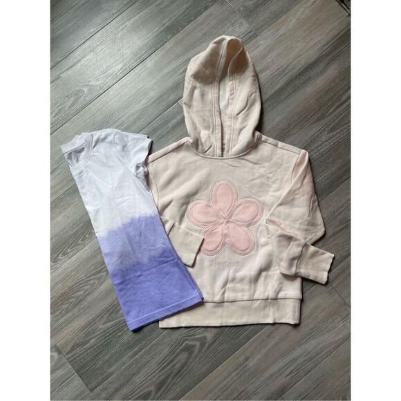 NWOT Skechers pink hoodie & purple, ombre T-shirt, Size 8 - Picture 1 of 5